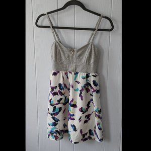 NWOT MinkPink Gray/Floral Strappy Cotton Dress XS